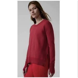 ATHLETA Coaster Luxe Stripe Red Sweatshirt Size XL Athletic Athleisure
